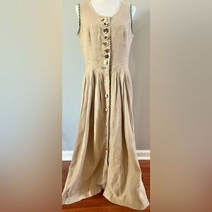 Vintage folklore prairie linen Berwin & Wolff linen tank maxi dress Sz 40